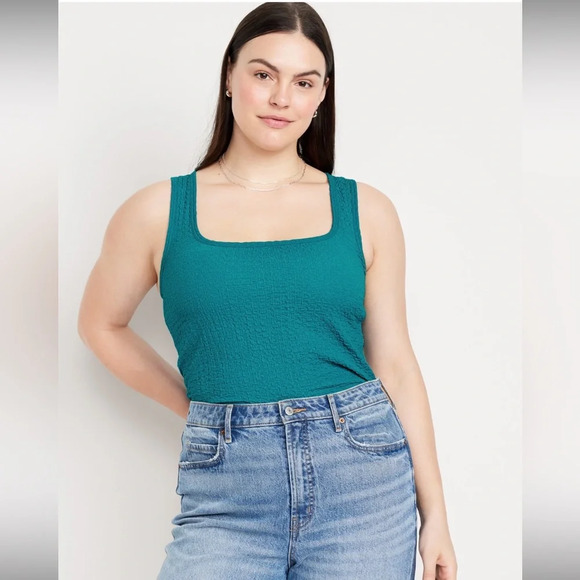 ⭐️ NWT Old Navy Square-Neck Textured Tank Top, Fermented Jade, Size XL (16/18) - Picture 1 of 8
